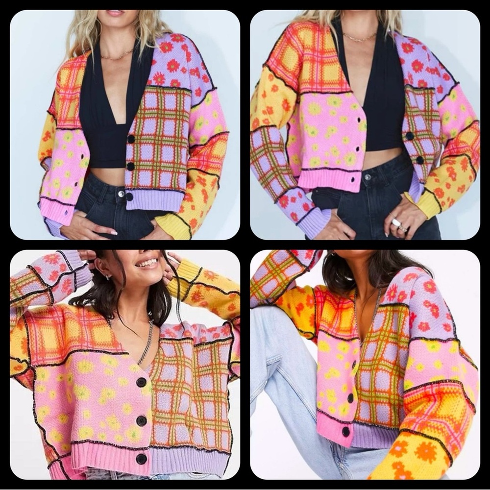 Ragged Priest Love Knit Multi Cardigan Small